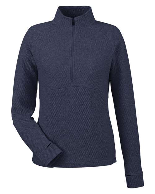North End NE725W Women's Spirit Textured Quarter-Zip Pullover - Classic Navy Heather
