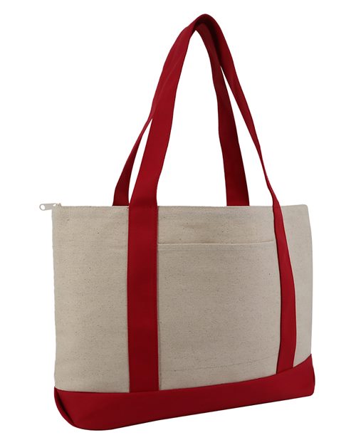 Large Zippered Cotton Canvas Tote