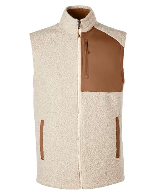 North End NE714 Men's Aura Sweater Fleece Vest - Oatmeal Heather/ Teak