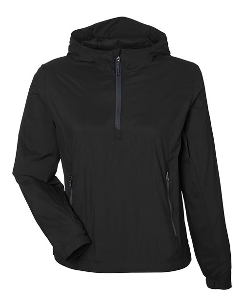 North End NE810W Women's Aura Lightweight Packable Anorak - Black/ Carbon