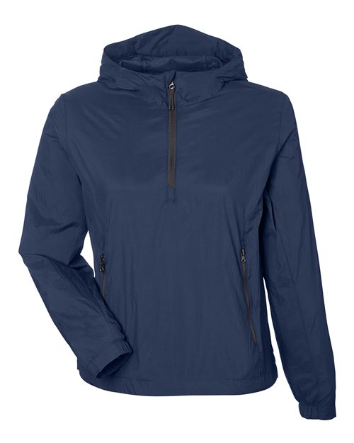 North End NE810W Women's Aura Lightweight Packable Anorak - Classic Navy/ Carbon