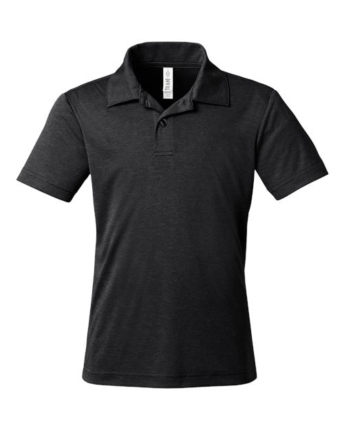 Team 365 TT51HY Youth Zone Sonic Heather Performance Polo - Black Heather