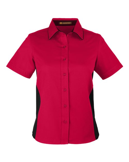 Load image into Gallery viewer, Harriton M586W Women's Flash IL Colorblock Shirt - Red/ Black
