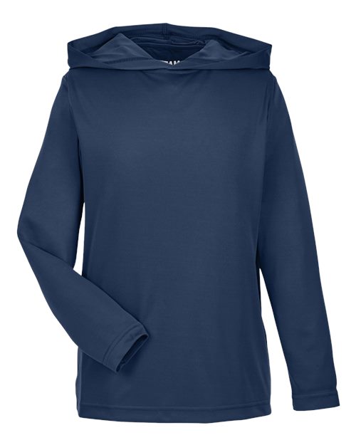 Load image into Gallery viewer, Team 365 TT41Y Youth Zone Performance Hooded Long Sleeve T-Shirt - Sport Dark Navy
