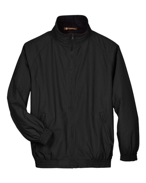 Load image into Gallery viewer, Harriton M740 Unisex Fleece Lined Nylon Jacket - Black/ Black
