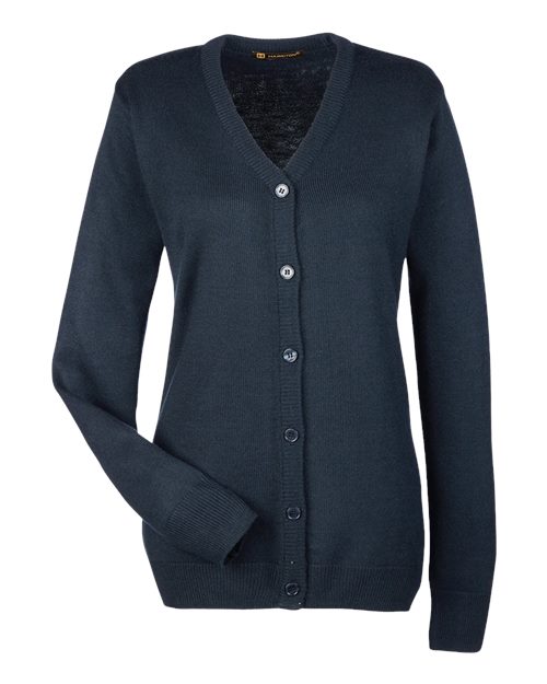 Harriton M425W Women's Pilbloc V-Neck Button Cardigan Sweater - Dark Navy