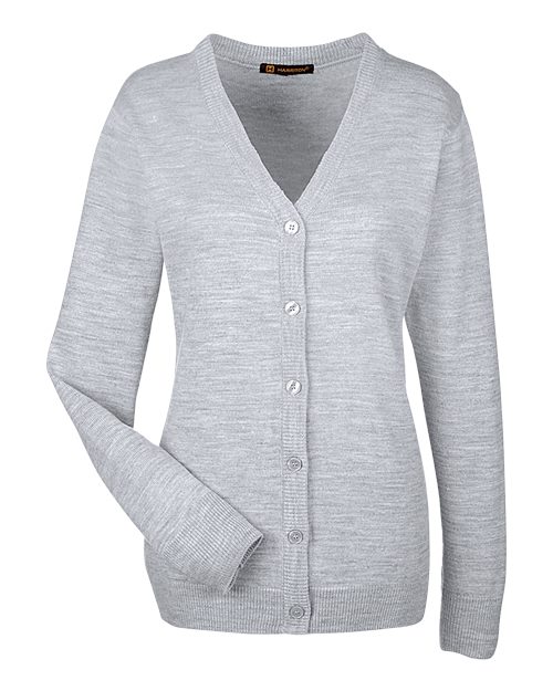 Load image into Gallery viewer, Harriton M425W Women's Pilbloc V-Neck Button Cardigan Sweater - Grey Heather

