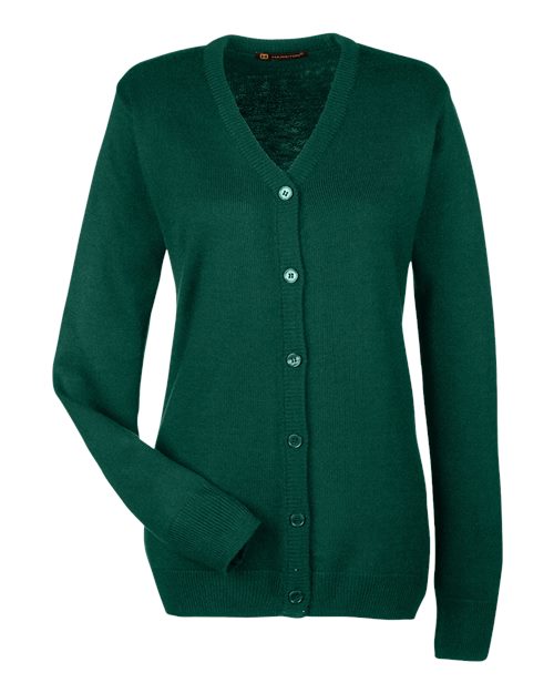 Load image into Gallery viewer, Harriton M425W Women's Pilbloc V-Neck Button Cardigan Sweater - Hunter
