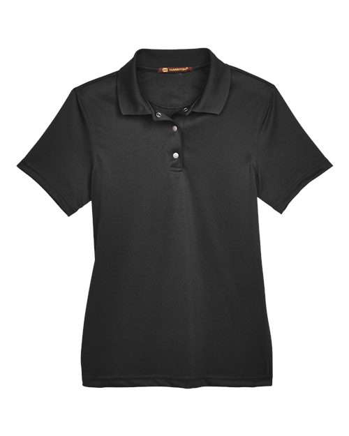 Load image into Gallery viewer, Harriton M345W Women's Advantage Snag Protection Plus IL Snap Placket Polo - Black
