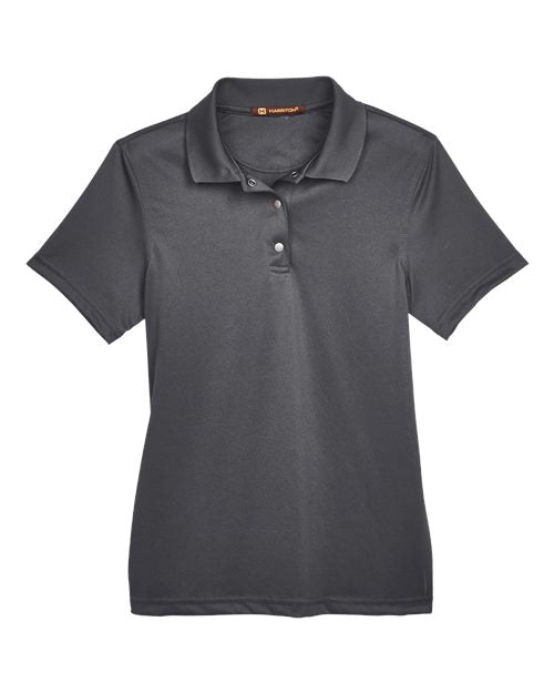 Harriton M345W Women's Advantage Snag Protection Plus IL Snap Placket Polo - Dark Charcoal