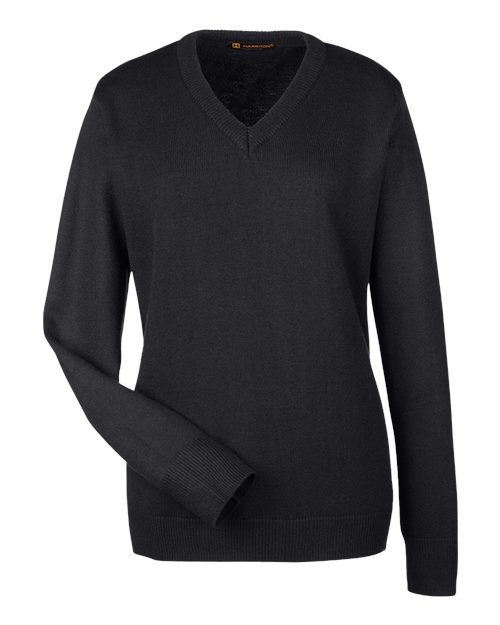 Harriton M420W Women's Pilbloc V-Neck Sweater - Black