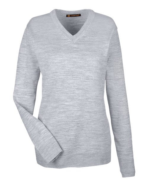 Harriton M420W Women's Pilbloc V-Neck Sweater - Grey Heather