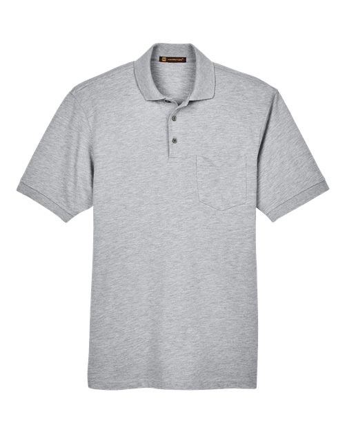 Load image into Gallery viewer, Harriton M265P Men's Easy Blend™ Polo with Pocket - Grey Heather
