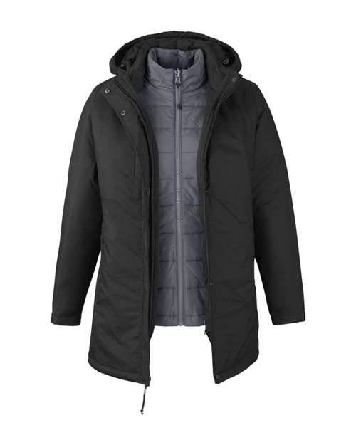 CORE365 CE725W Women's Inspire 3-in-1 Jacket with Insulated Liner - Black/ Carbon