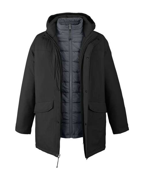 CORE365 CE725 Men's Inspire 3-in-1 Jacket with Insulated Liner - Black/ Carbon
