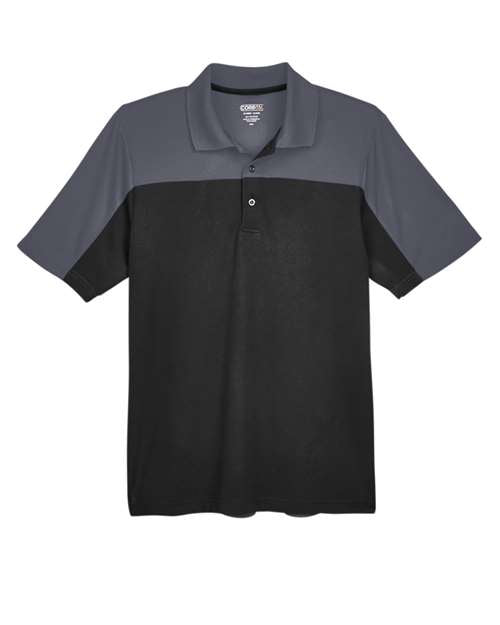 CORE365 CE101 Men's Balance Colorblock Performance Piqué Polo - Black/ Carbon