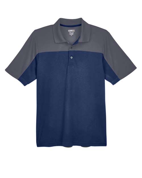 CORE365 CE101 Men's Balance Colorblock Performance Piqué Polo - Classic Navy/ Carbon