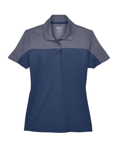 CORE365 CE101W Women's Balance Colorblock Performance Piqué Polo - Classic Navy/ Carbon