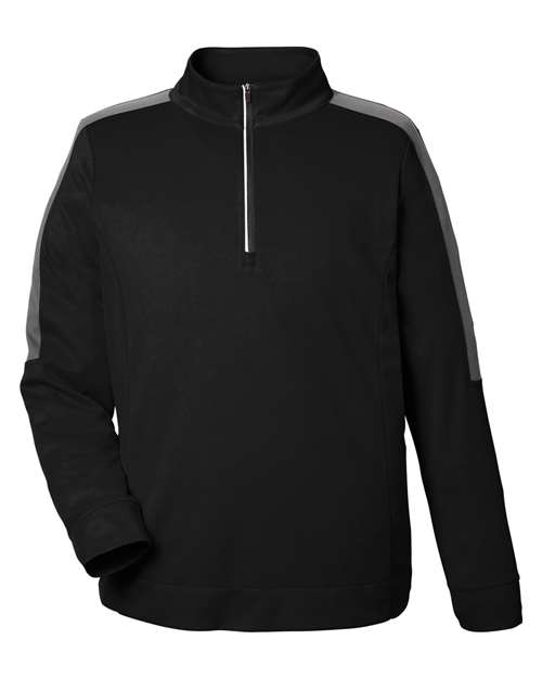 CORE365 CE404 Men's Market Snag Protect Mesh Colorblock Quarter-Zip Pullover - Black/ Carbon