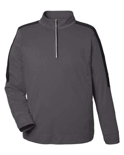CORE365 CE404 Men's Market Snag Protect Mesh Colorblock Quarter-Zip Pullover - Carbon/ Black
