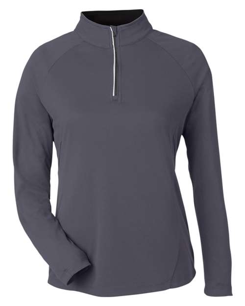 Load image into Gallery viewer, CORE365 CE418W Women's Origin Performance Pique Quarter-Zip Pullover - Carbon/ Black

