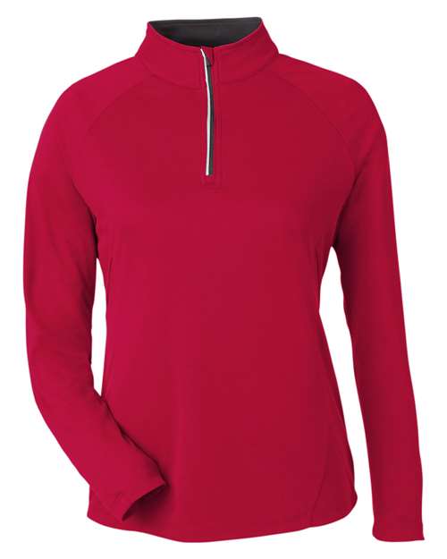 CORE365 CE418W Women's Origin Performance Pique Quarter-Zip Pullover - Classic Red/ Carbon