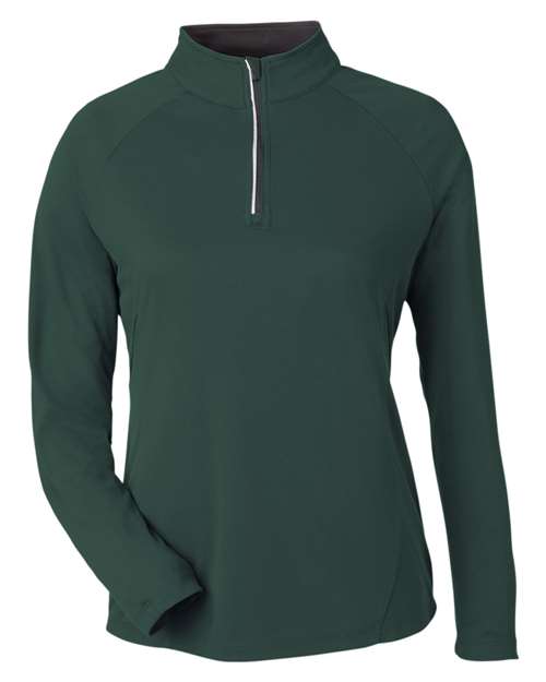 Load image into Gallery viewer, CORE365 CE418W Women's Origin Performance Pique Quarter-Zip Pullover - Forest/ Carbon

