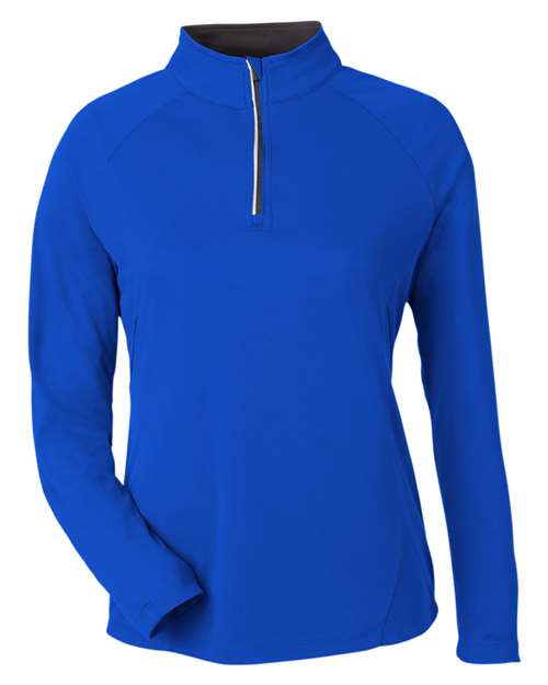 CORE365 CE418W Women's Origin Performance Pique Quarter-Zip Pullover - True Royal/ Carbon