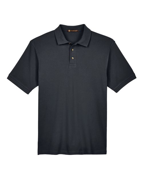 Harriton M200T Men's Tall Cotton Pique Polo - Black