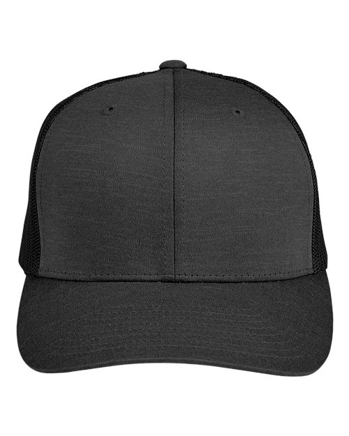 Team 365 TT802Y Youth Zone Peformance Trucker Cap by Yupoong - Black Heather/ Black