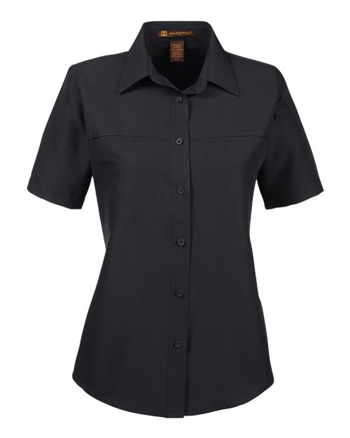 Harriton M580W Women's Key West Short Sleeve Performance Staff Shirt - Black