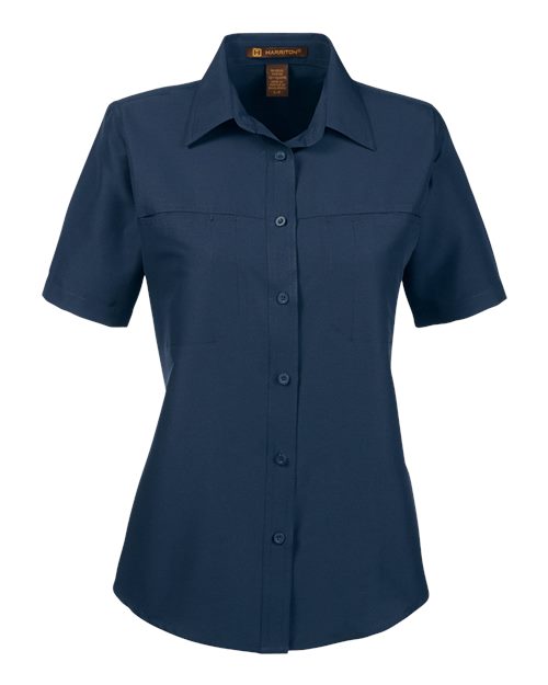 Harriton M580W Women's Key West Short Sleeve Performance Staff Shirt - Navy