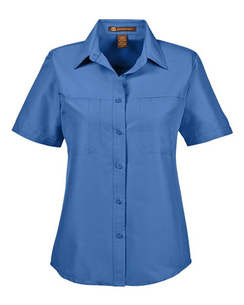 Harriton M580W Women's Key West Short Sleeve Performance Staff Shirt - Pool Blue