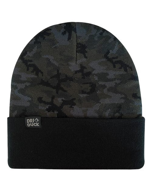 DRI DUCK 3523 Coleman Cuffed Beanie - Black Woodland Camo