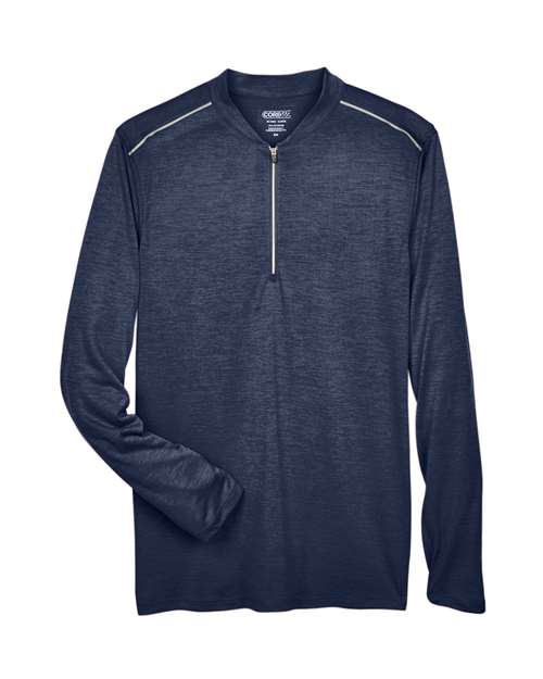 Load image into Gallery viewer, CORE365 CE401 Men's Kinetic Performance Quarter-Zip Pullover - Classic Navy Heather/ Carbon

