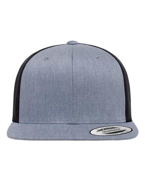 YP Classics 6609 Retro High Profile Trucker Cap - Heather Grey/ Black