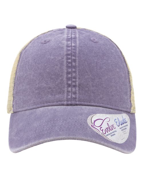 Load image into Gallery viewer, Infinity Her TESS Women's Washed Mesh-Back Cap - Violet/ Floral/ Khaki
