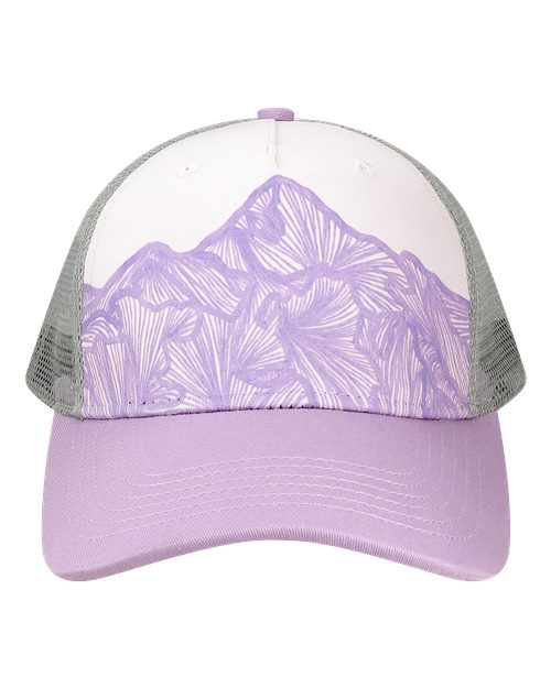 LOCALE 5PTKR Printed Five-Panel Trucker Cap - Purple Ranges/ Lavendar Sophia G