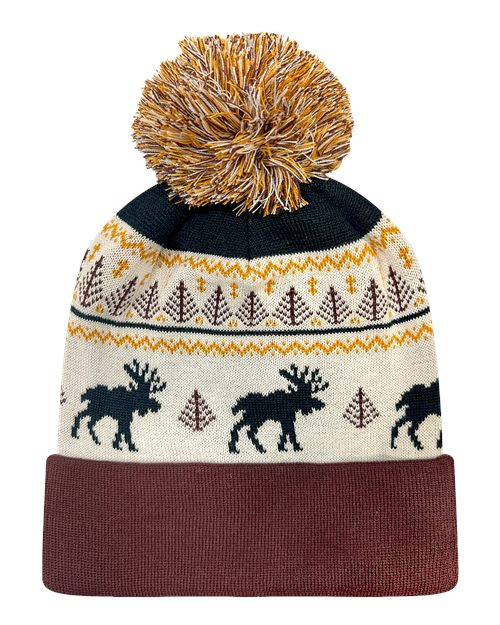 Load image into Gallery viewer, LOCALE GRNDSR Grand Recycled Beanie - Fairisle Moose/ Brown

