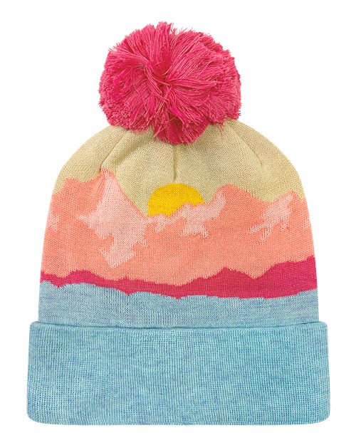 Load image into Gallery viewer, LOCALE GRNDSR Grand Recycled Beanie - Mountain Morning Aqua/ Peach
