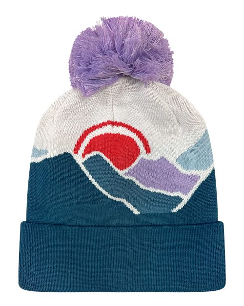 LOCALE GRNDSR Grand Recycled Beanie - Mountain Sunset/ Purple