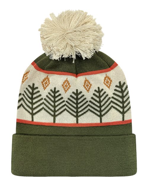 Load image into Gallery viewer, LOCALE GRNDSR Grand Recycled Beanie - Rustic Trees/ Olive Green
