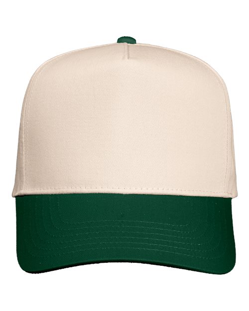Valucap 8869 Five-Panel Twill Cap - Natural/ Forest Green