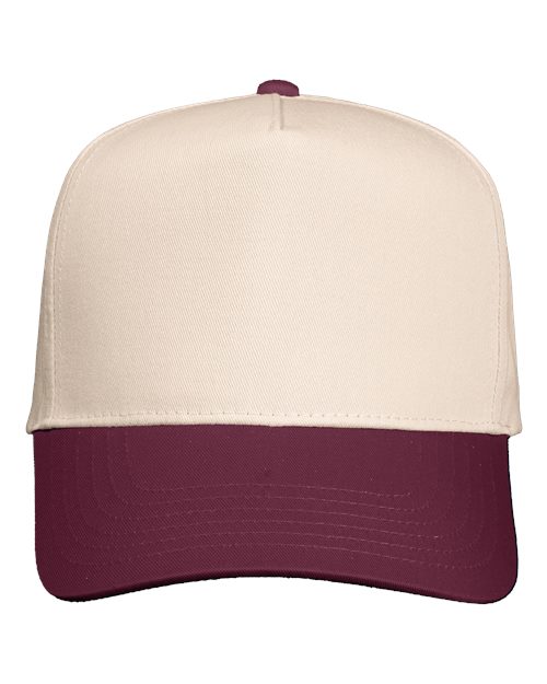Load image into Gallery viewer, Valucap 8869 Five-Panel Twill Cap - Natural/ Maroon
