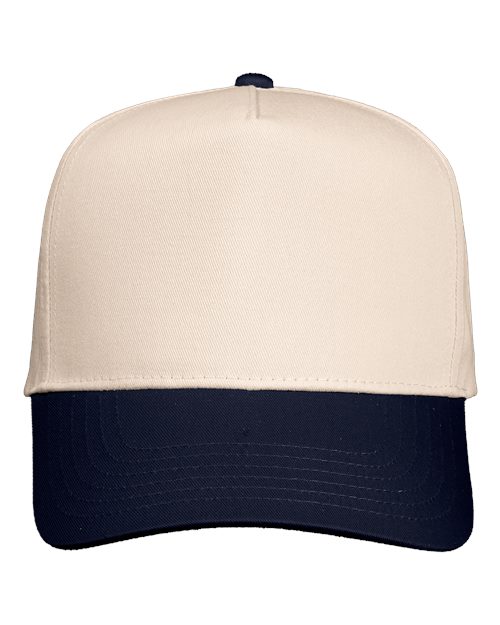Valucap 8869 Five-Panel Twill Cap - Natural/ Navy