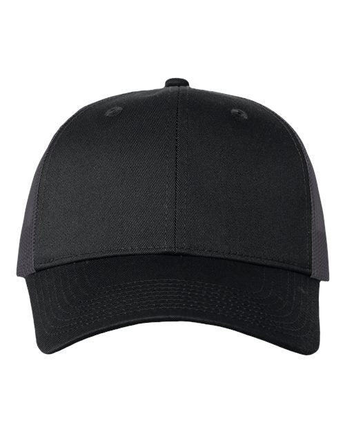 Valucap VC400 Mesh-Back Twill Trucker Cap - Black/ Charcoal