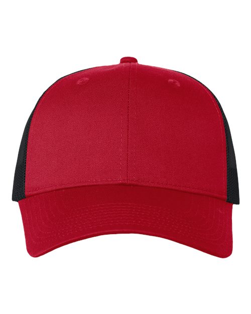 Valucap VC400 Mesh-Back Twill Trucker Cap - Red/ Black