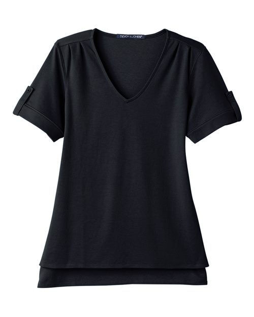Load image into Gallery viewer, Devon &amp; Jones DG20WB Women's CrownLux Performance® Plaited Rolled Sleeve Shirt - Black
