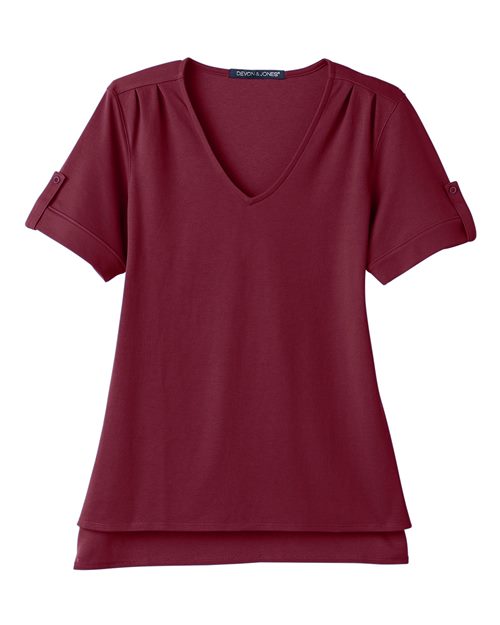 Load image into Gallery viewer, Devon &amp; Jones DG20WB Women's CrownLux Performance® Plaited Rolled Sleeve Shirt - Burgundy
