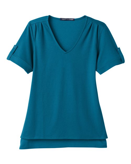 Devon & Jones DG20WB Women's CrownLux Performance® Plaited Rolled Sleeve Shirt - Dark Teal